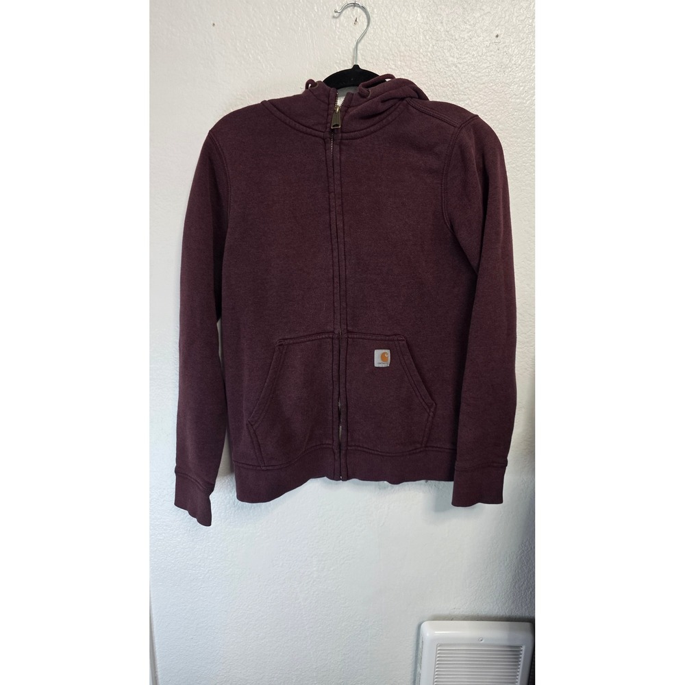 Carhartt Full Zip Hoodie Womens Small Wine Burgundy Excellent
